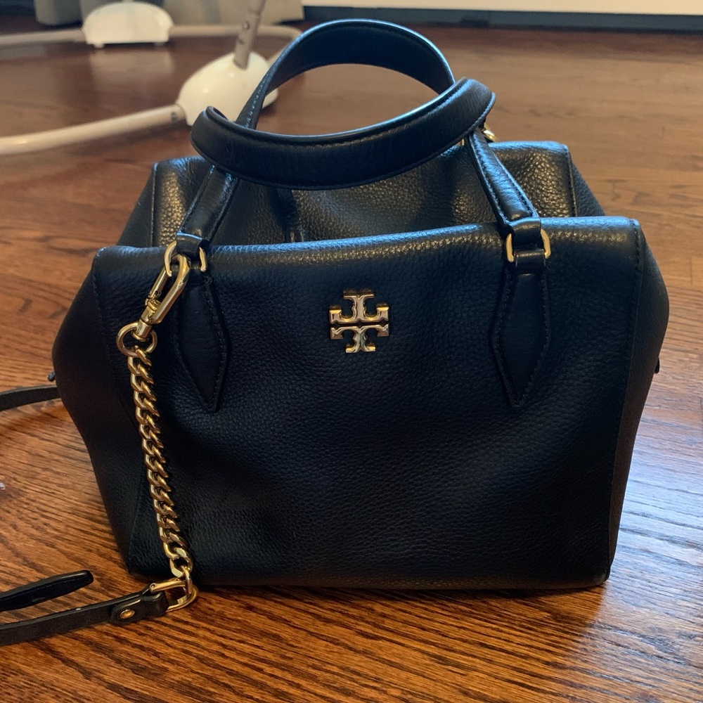 Tory Burch Black Satchel with Gold Chain